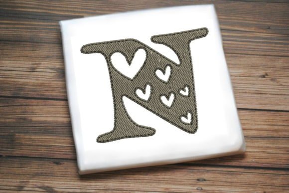 Alphabet Letter N Multi Heart Review for Business Embroidery