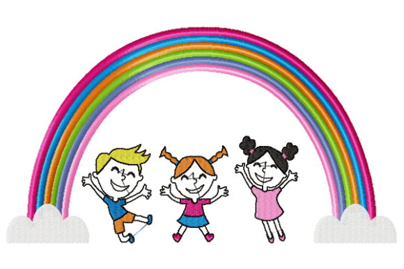 Rainbow with Children Embroidery Design Review