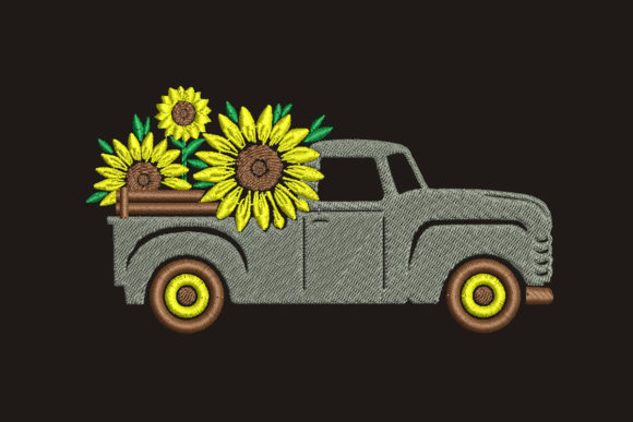 Truck with Sunflower Embroidery Design Review