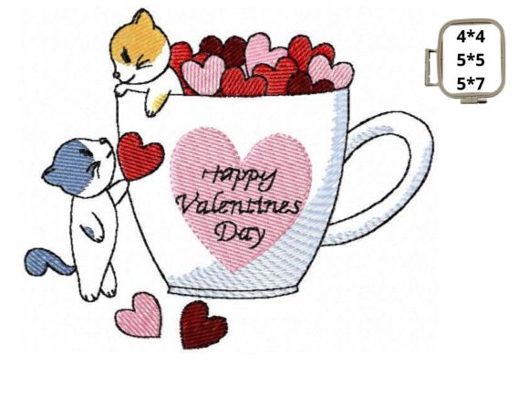 Valentine’s Cats in a Cup Embroidery Design Review